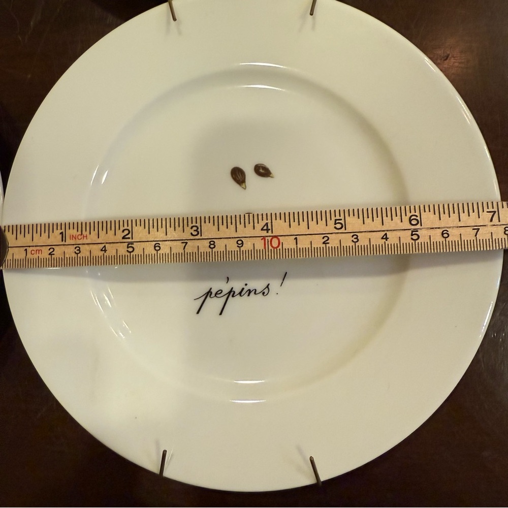 French Porcelain Green Apple Themed Decorative Plate Set of 4 - Picture 3 of 4